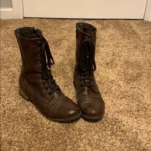 Brown combat boots